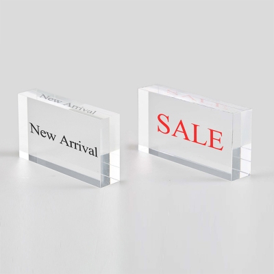 Custom Size Clear Acrylic Sign Board Cube Company Name Display Brand Logo Sign Block Personalized Name Title Logo 