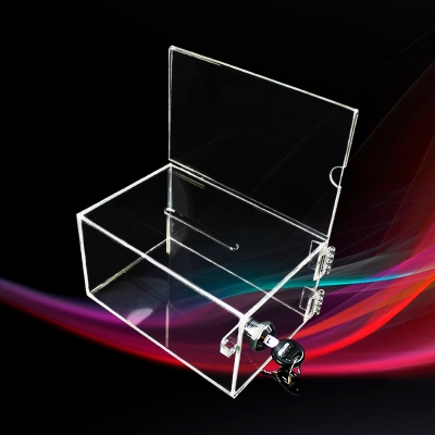 Clear custom made transparent acrylic business card display ballot suggestion box with lock 