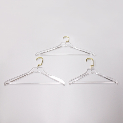 clear transparent acrylic coat suits clothes hangers with bar with golden wide hook