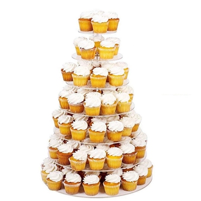 Mutil tiers clear round acrylic dessert wedding cake tower transparent cake display stand 