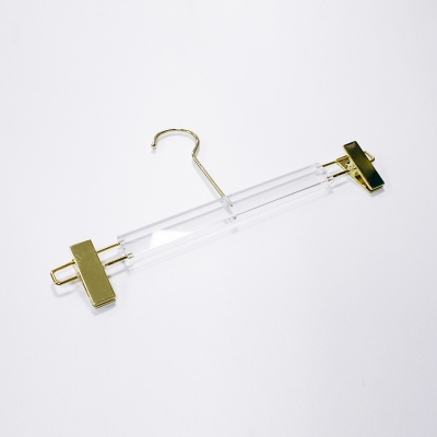transparent acrylic clear pants skirt hangers with 2 clips for garment stores 
