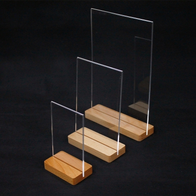 Wooden base acrylic sign holder