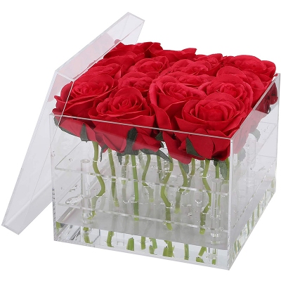 Clear gift acrylic flowers rose box 
